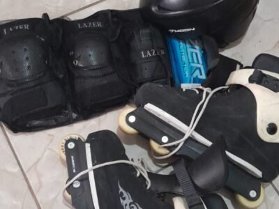 Patins Traxart Black 43 Semi-novo Com equipamentos de Proteção
